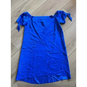 Amanda Uprichard Mini‎ Dress Blue Off Shoulder Tie Sleeve Party